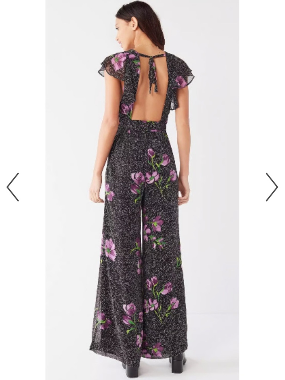 NWT Urban Outfitters Gratilda Ruffle Sleeve Backless Jumpsuit - Picture 2 of 11